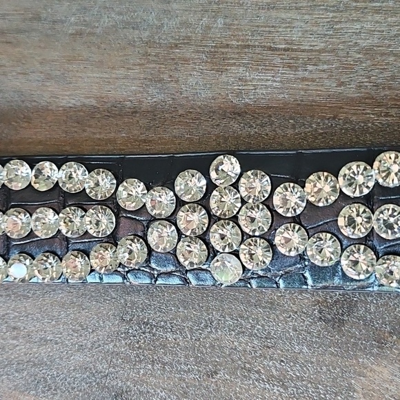 NWT Black Western Rhinestone Studded Alligator Embossed Black Belt